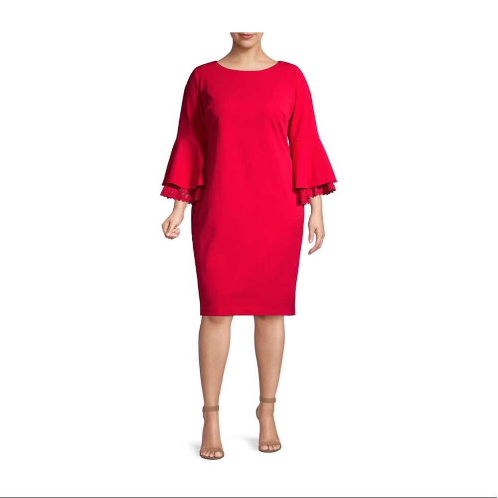 Calvin Klein Tiered Bell Sleeve Dress